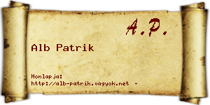 Alb Patrik névjegykártya